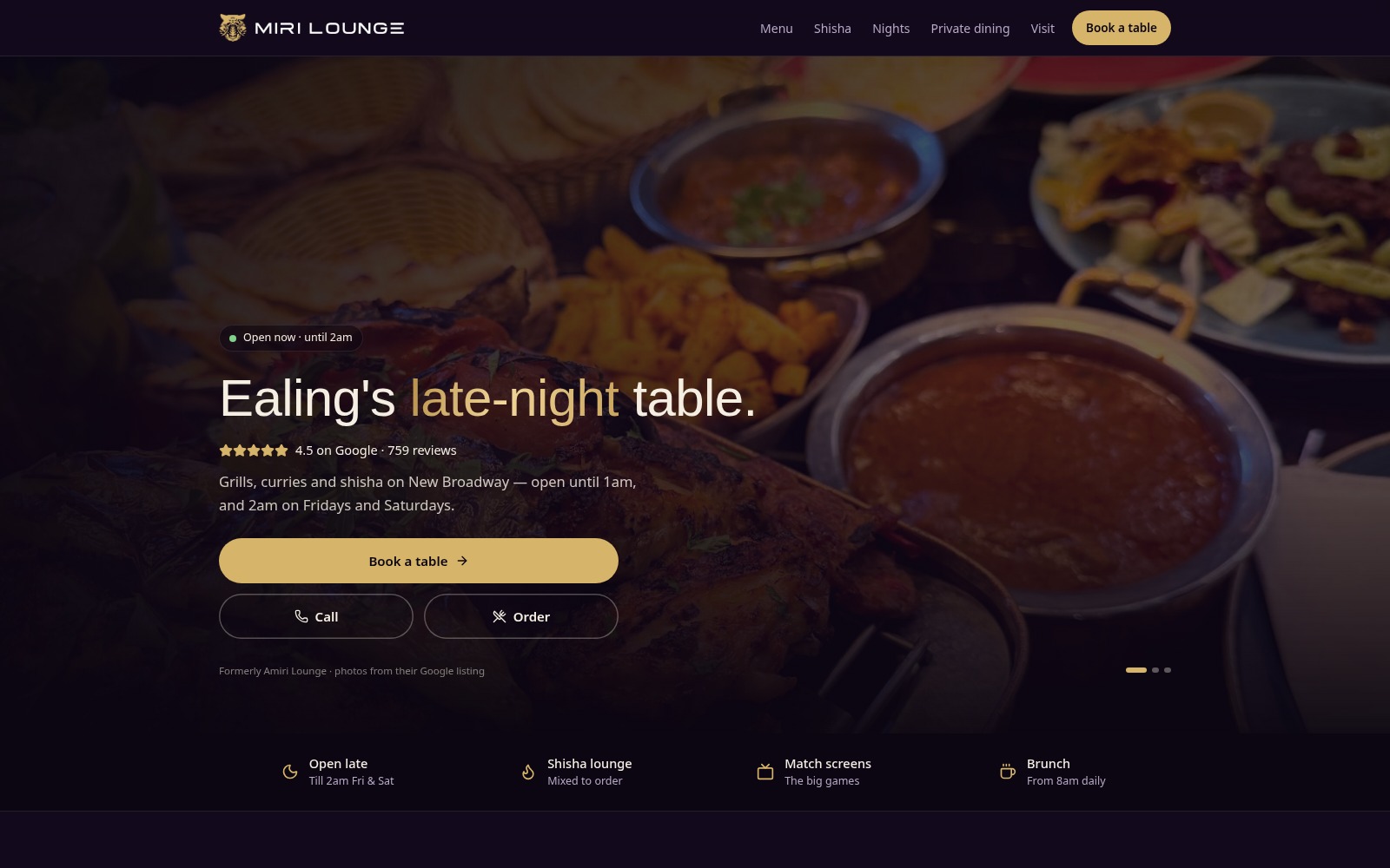 Miri Lounge website on a desktop computer