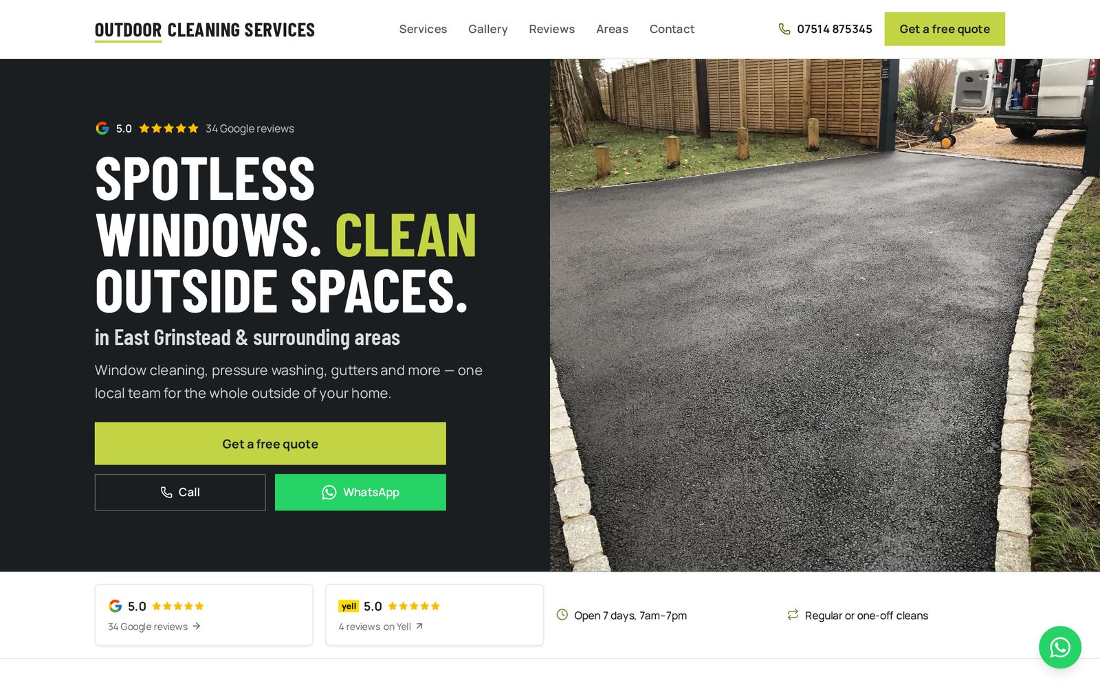 Outdoor Cleaning Services website on a desktop computer